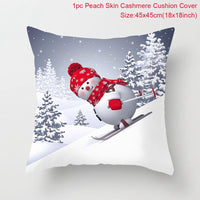 HKM-928467 Christmas-Themed Linen Pillowcase for Sofa Decoration - Red & Green, 45x45cm