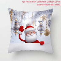 HKM-928467 Christmas-Themed Linen Pillowcase for Sofa Decoration - Red & Green, 45x45cm
