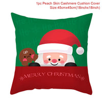 HKM-928467 Christmas-Themed Linen Pillowcase for Sofa Decoration - Red & Green, 45x45cm