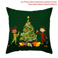 HKM-928467 Christmas-Themed Linen Pillowcase for Sofa Decoration - Red & Green, 45x45cm
