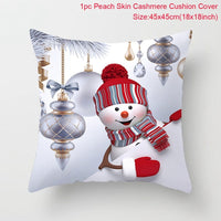 HKM-928467 Christmas-Themed Linen Pillowcase for Sofa Decoration - Red & Green, 45x45cm