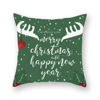 HKM-928467 Christmas-Themed Linen Pillowcase for Sofa Decoration - Red & Green, 45x45cm