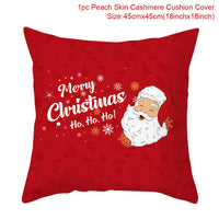HKM-928467 Christmas-Themed Linen Pillowcase for Sofa Decoration - Red & Green, 45x45cm