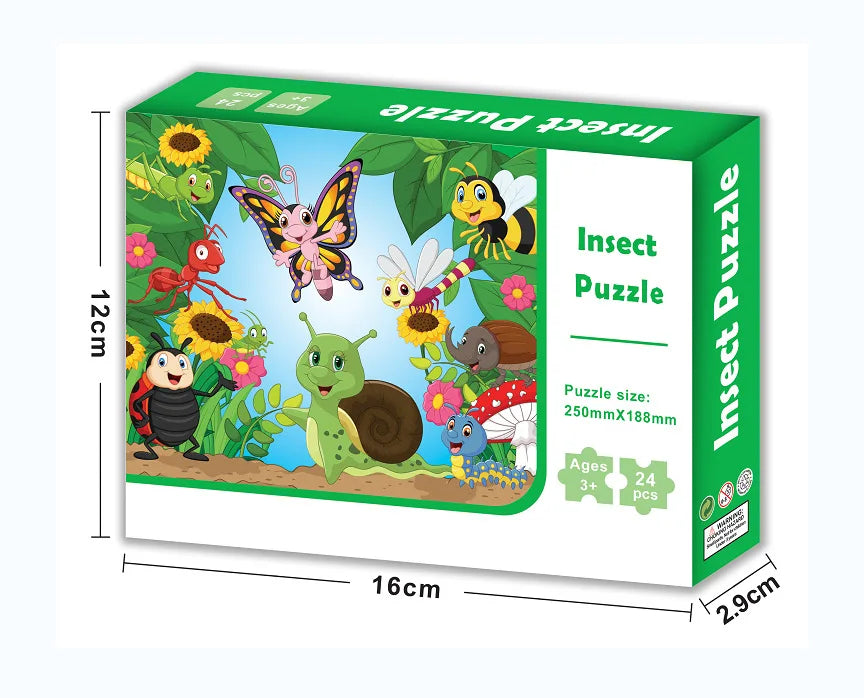HKM-928659 24 Piece Cardboard Animal Shape Jigsaw Puzzle for Children - Educational DIY Toy