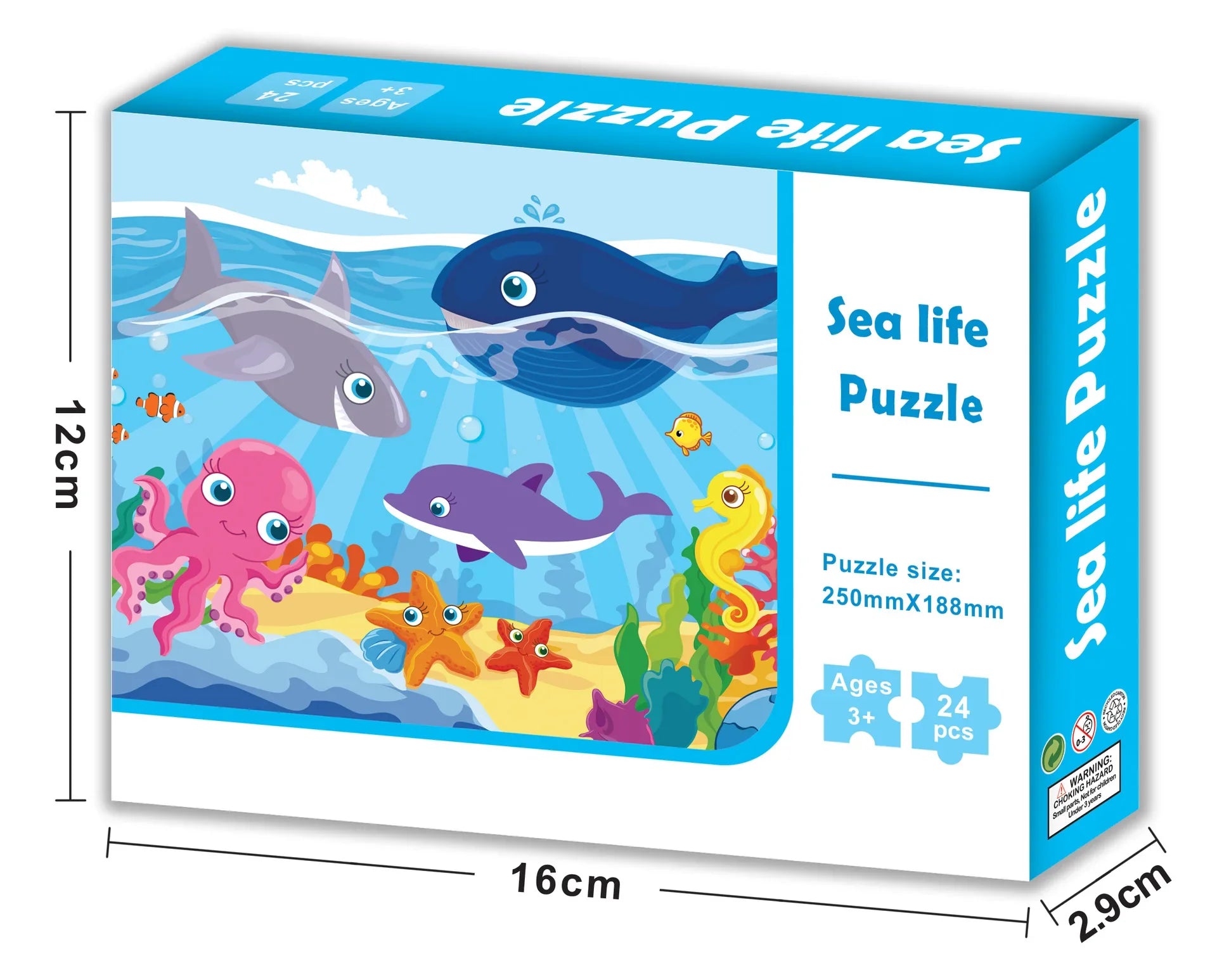 HKM-928659 24 Piece Cardboard Animal Shape Jigsaw Puzzle for Children - Educational DIY Toy