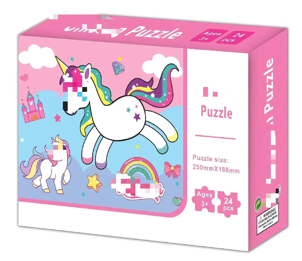 HKM-928659 24 Piece Cardboard Animal Shape Jigsaw Puzzle for Children - Educational DIY Toy