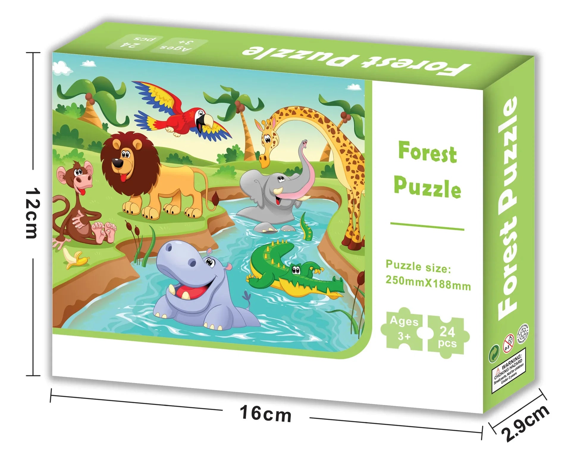 HKM-928659 24 Piece Cardboard Animal Shape Jigsaw Puzzle for Children - Educational DIY Toy