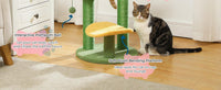 HKM-928659 Compact 26 Inch Cat Tree with Flower Perch, Soft Cactus Top, and Hanging Ball for Indoor Cats