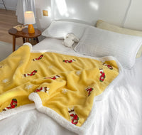 HKM-928659 Reversible Lamb Velvet Blanket for Kids - Cozy Cartoon Designs in Various Colors and Sizes