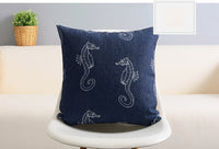 HKM-928787 Mediterranean Blue Geometric Cotton and Linen Cushion Case, 45x45cm
