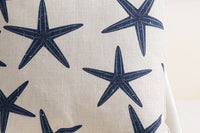 HKM-928787 Mediterranean Blue Geometric Cotton and Linen Cushion Case, 45x45cm