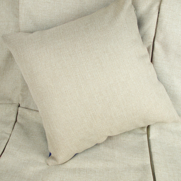 HKM-928787 Mediterranean Blue Geometric Cotton and Linen Cushion Case, 45x45cm