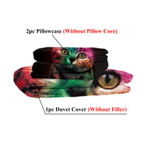 HKM-928979 Colorful Cat Pattern Microfiber Duvet Cover Set with Pillow Shams for Single Bed