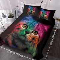 HKM-928979 Colorful Cat Pattern Microfiber Duvet Cover Set with Pillow Shams for Single Bed