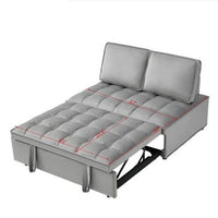 HKM-928979 Convertible Velvet Sofa Bed with Detachable Backs, Space-Saving Double Seat in Grey
