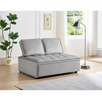 HKM-928979 Convertible Velvet Sofa Bed with Detachable Backs, Space-Saving Double Seat in Grey