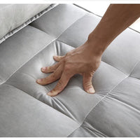 HKM-928979 Convertible Velvet Sofa Bed with Detachable Backs, Space-Saving Double Seat in Grey