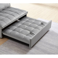 HKM-928979 Convertible Velvet Sofa Bed with Detachable Backs, Space-Saving Double Seat in Grey