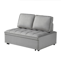 HKM-928979 Convertible Velvet Sofa Bed with Detachable Backs, Space-Saving Double Seat in Grey
