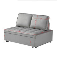 HKM-928979 Convertible Velvet Sofa Bed with Detachable Backs, Space-Saving Double Seat in Grey