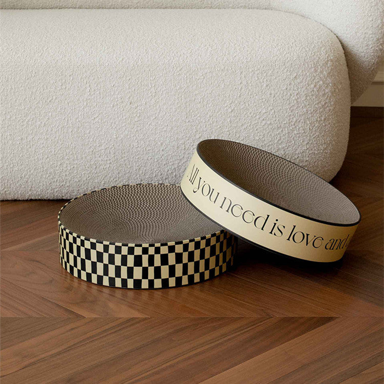 HKM-929171 Durable Round Corrugated Paper Cat Scratching Board - Set of 2