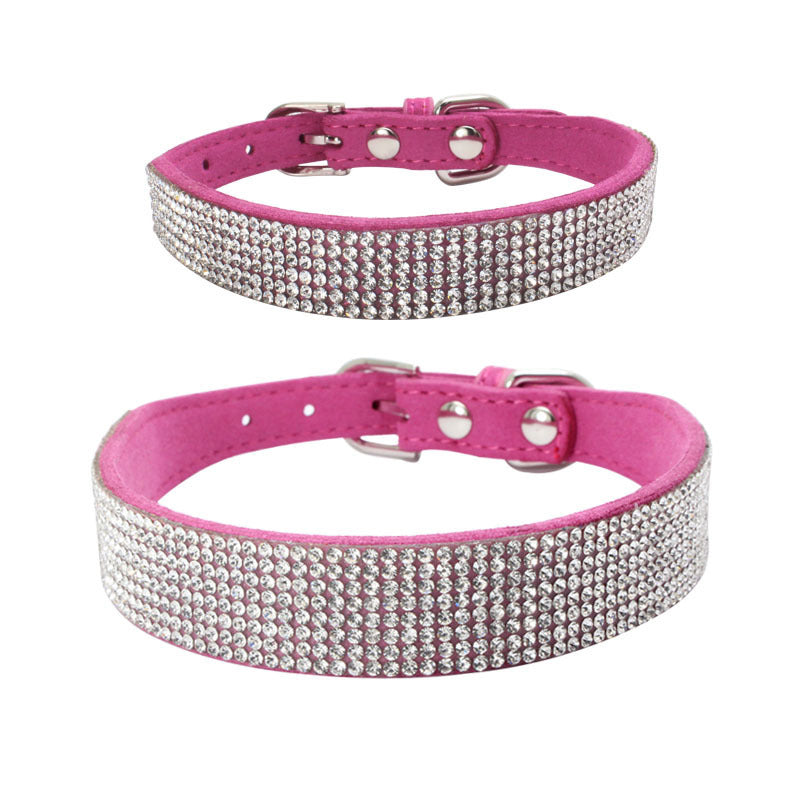 HKM-929363 Adjustable Suede Leather Dog Collar Leash Set