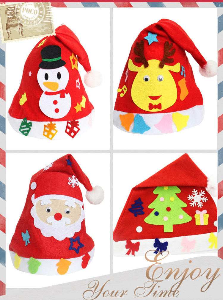 HKM-929427 DIY Christmas Hat for Kids - Festive Nonwoven Holiday Headwear - Perfect for Nursery School Celebrations and Family Fun