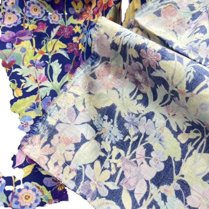 HKM-929491 Jade Bay Digital Print Cotton Cheongsam Dress Fabric - 1m Satin Weave