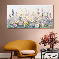 HKM-929747 Handmade 3D Palette Knife Oil Painting Canvas Wall Art - Floral Design for Living Room and Home Decor