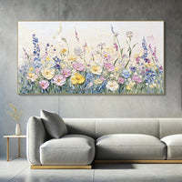HKM-929747 Handmade 3D Palette Knife Oil Painting Canvas Wall Art - Floral Design for Living Room and Home Decor