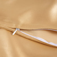 HKM-929811 Silk Bed Sheet Fitted Four-Piece Set - Solid Color Modern Design
