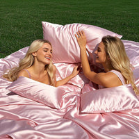 HKM-929811 Silk Bed Sheet Fitted Four-Piece Set - Solid Color Modern Design