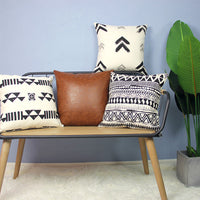 HKM-929939 Light Luxury Geometric PU Leather Pillow Cover - Modern Solid Color Cushion 45x45cm