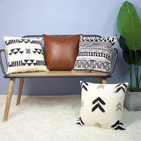 HKM-929939 Light Luxury Geometric PU Leather Pillow Cover - Modern Solid Color Cushion 45x45cm