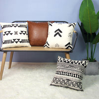 HKM-929939 Light Luxury Geometric PU Leather Pillow Cover - Modern Solid Color Cushion 45x45cm