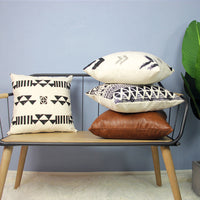 HKM-929939 Light Luxury Geometric PU Leather Pillow Cover - Modern Solid Color Cushion 45x45cm