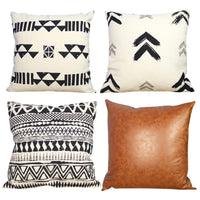 HKM-929939 Light Luxury Geometric PU Leather Pillow Cover - Modern Solid Color Cushion 45x45cm