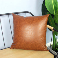 HKM-929939 Light Luxury Geometric PU Leather Pillow Cover - Modern Solid Color Cushion 45x45cm