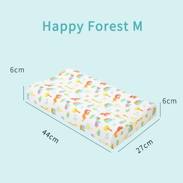 HKM-930131 Children's Natural Latex Pillow with Cotton and Velvet Covers - Ergonomic Support for Neck Curve, Available in Small, Medium, Large