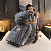 HKM-930131 Magic Velvet Duvet Cover Set - 4-Piece Bedding in Polyester Fiber