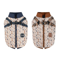 HKM-930451 Cotton-Padded Winter Dog Clothes for Small to Extra Large Breeds in Dark Blue and Amber