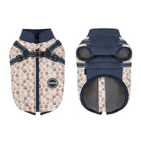 HKM-930451 Cotton-Padded Winter Dog Clothes for Small to Extra Large Breeds in Dark Blue and Amber