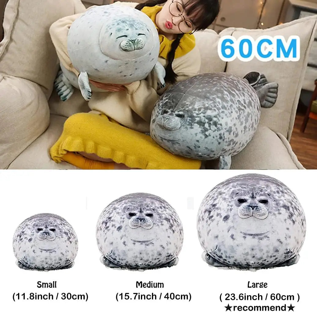 Cute Seal Plush Toy Pillow Cushion – Available in 30CM, 40CM, and 60CM Sizes, Soft Cotton Filling