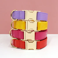 HKM-930515 Simple Color Blocking Household Velvet Pet Collar