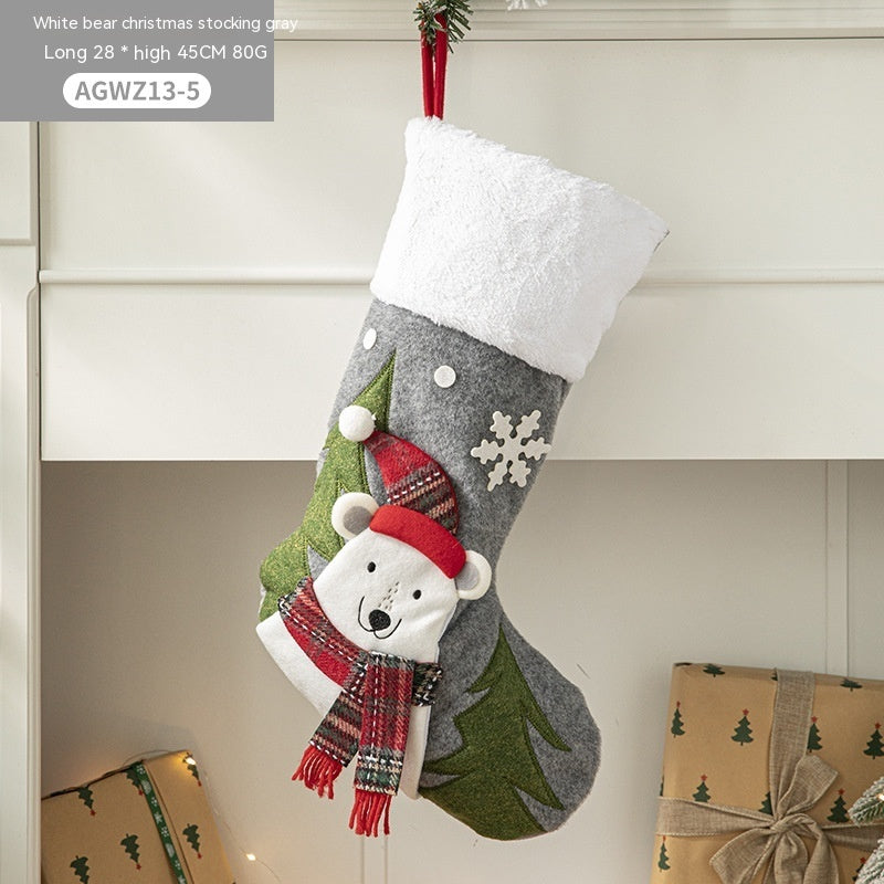 HKM-930579 Cloth Santa Claus Cartoon Hanging Decoration for Christmas Tree and Gift Bags