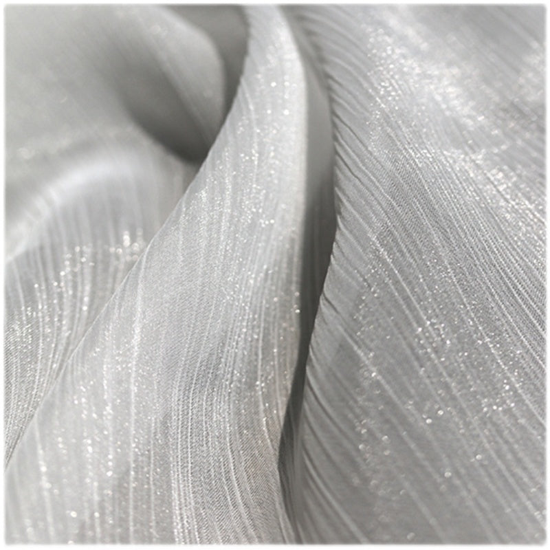 HKM-930643 White Shiny Mesh Yarn Fabric for Clothing Design - 155cm x 50cm Roll