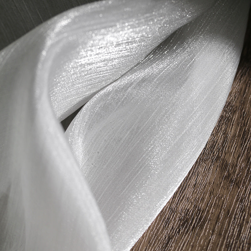 HKM-930643 White Shiny Mesh Yarn Fabric for Clothing Design - 155cm x 50cm Roll
