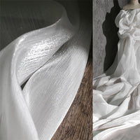 HKM-930643 White Shiny Mesh Yarn Fabric for Clothing Design - 155cm x 50cm Roll