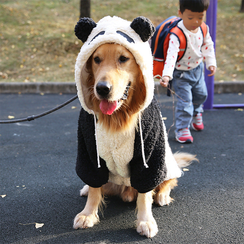 HKM-930835 Cute Tiger and Panda Style Thickened Autumn and Winter Clothing for Medium and Large Dogs