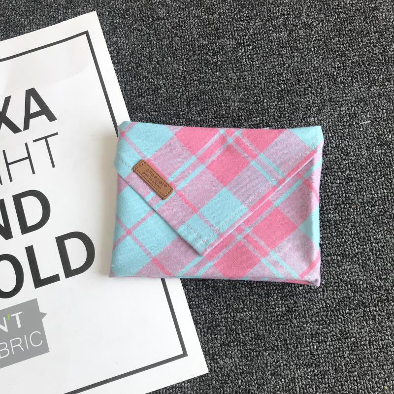 HKM-930899 Cotton Plaid Pet Scarf in Pink Check – Size M for Dogs and Cats